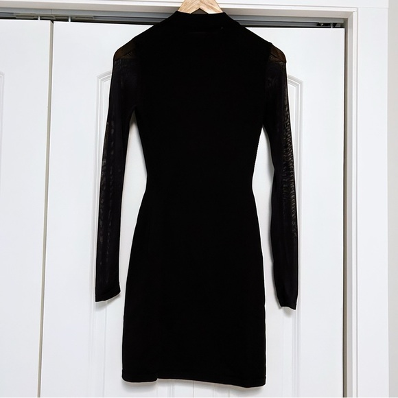 & Other Stories The Little Black Asymmetric Mini Dress Long Sheer Sleeves XS - Picture 7 of 7